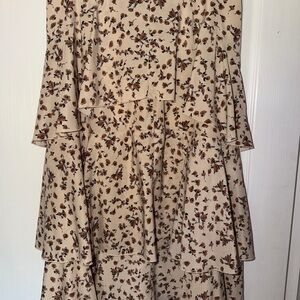 Floral Tiered Beige Skirt